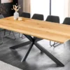Massivholz Esstisch WILD OAK 200cm natur Wildeiche Schweizer Kante Sterngestell