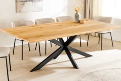Massivholz Esstisch WILD OAK 200cm natur Wildeiche Schweizer Kante Sterngestell