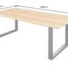 Massivholz Esstisch WILD OAK 200cm natur Wildeiche Schweizer Kante Metall U-Gestell