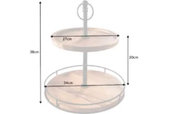 Massivholz Etagere PURE NATURE 40cm Mango rund mit zwei Etagen schwarzes Metall
