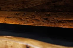 Massivholz Highboard GRAND ACACIA 120cm braun Akazie mit LED-Beleuchtung Baumkante