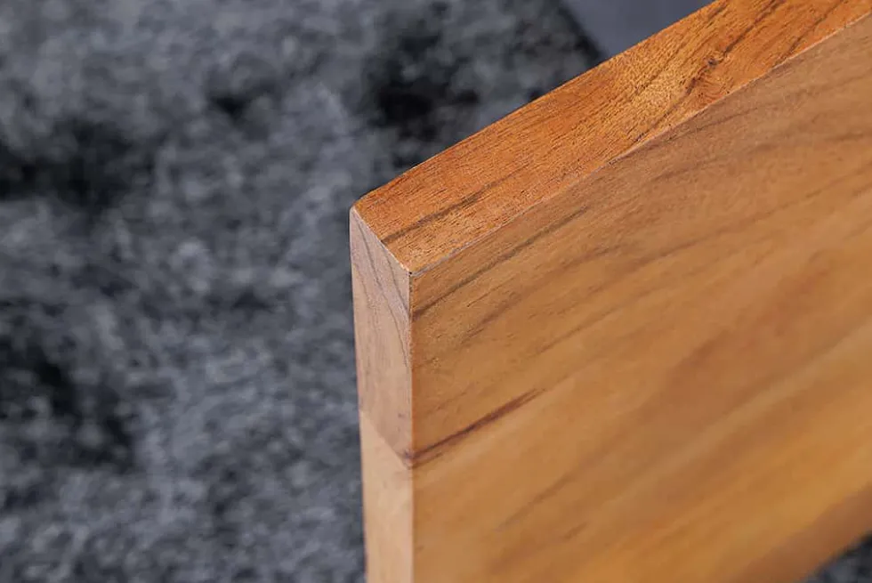 Massivholz Highboard GRAND ACACIA 120cm braun Akazie mit LED-Beleuchtung Baumkante