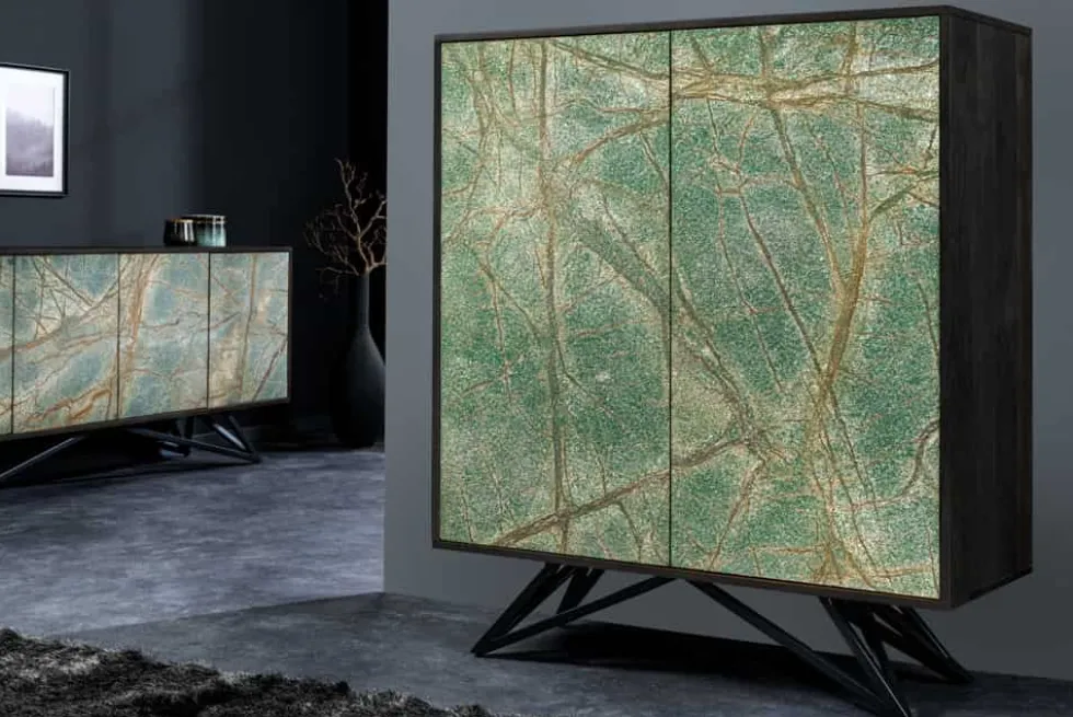 Massivholz Highboard MOUNTAIN SOUL 120cm echter Naturstein Akazie Schrank