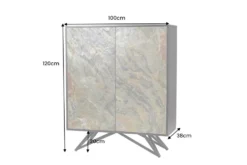 Massivholz Highboard MOUNTAIN SOUL 120cm grau grün marmoriert Steinfurnier Akazie