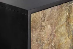 Massivholz Highboard MOUNTAIN SOUL 120cm grau grün marmoriert Steinfurnier Akazie
