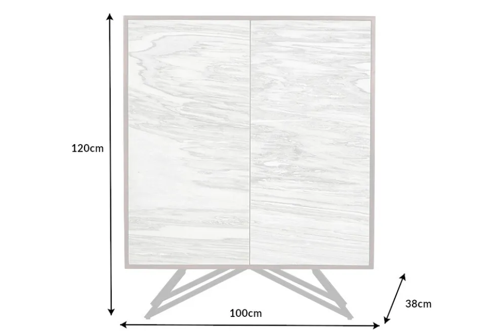 Massivholz Highboard MOUNTAIN SOUL 120cm echter Naturstein weiß Akazie Schrank Marmor-Design