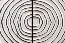 Massivholz Highboard ZEN CIRCLES 120cm weiß schwarz Mangoholz 3D-Design Metall gold