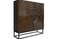 Massivholz Highboard ZEN CIRCLES 120cm dunkelbraun Mangoholz 3D-Design