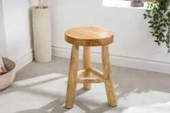 Massivholz Hocker BALI 45cm natur rund Teakholz Beistelltisch Sitzhocker Nachttisch