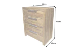 Massivholz Kommode PURE 100cm braun stone finish Sheesham mit vier Schubladen