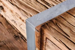 Massivholz Konsolentisch BARRACUDA 140cm braun Teakholz silber Edelstahl verchromt mit Schubladen