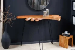 Massivholz Konsolentisch WILD 105cm Akazie natur Hairpin Legs Baumkante