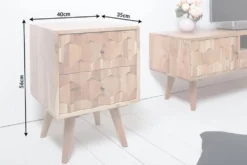 Massivholz Nachttisch MYSTIC LIVING 60cm Akazie natur 3D-Design mit Stauraum