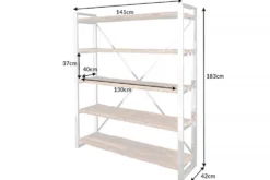 Massivholz Regal BARRACUDA 185cm braun Teakholz silber Edelstahl verchromt Bücherregal
