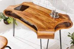 Massivholz Schreibtisch ORGANIC LIVING 120cm braun Sheesham stone finish mit Stauraum