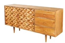 Massivholz Sideboard ALPINE 145cm Akazie honey finish Kommode mit Schubladen Retro Design