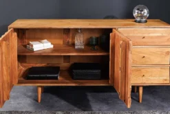 Massivholz Sideboard ALPINE 145cm Akazie honey finish Kommode mit Schubladen Retro Design