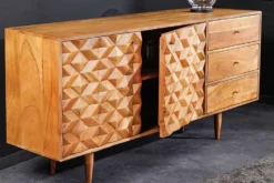 Massivholz Sideboard ALPINE 145cm Akazie honey finish Kommode mit Schubladen Retro Design