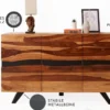 Massivholz Sideboard AMAZONAS 150cm braun Sheesham Baumkante schwarzes Metallgestell