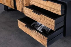 Massivholz Sideboard BARRACUDA 150cm Teak Mango schwarz Metall recycelt