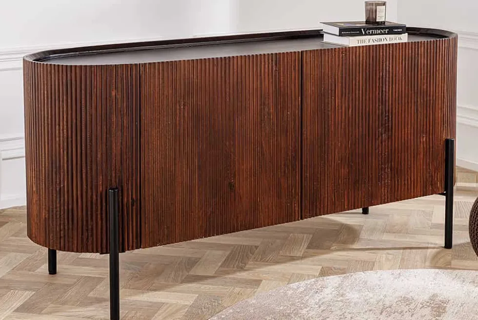 Massivholz Sideboard GATSBY 150cm dunkelbraun Mango Retro Design