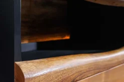 Massivholz Sideboard GRAND ACACIA 180cm braun Akazie mit LED-Beleuchtung Baumkante