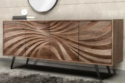 Massivholz Sideboard HURRICANE 175cm braun Akazie 3D-Design