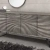 Massivholz Sideboard HURRICANE 175cm grau Akazie 3D-Design