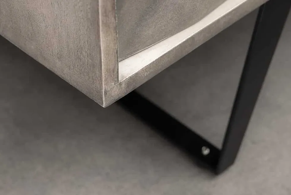 Massivholz Sideboard HURRICANE 175cm grau Akazie 3D-Design