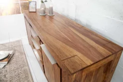 Massivholz Sideboard MAKASSAR 175cm braun Sheesham stone finish Kommode mit Schubladen