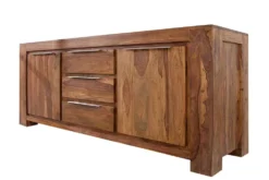Massivholz Sideboard MAKASSAR 175cm braun Sheesham stone finish Kommode mit Schubladen
