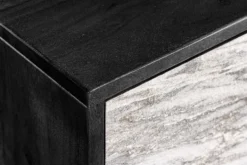 Massivholz Sideboard MOUNTAIN SOUL 175cm weiß schwarz Akazie echter Naturstein