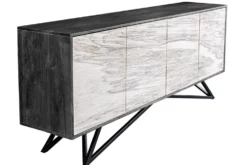 Massivholz Sideboard MOUNTAIN SOUL 175cm weiß schwarz Akazie echter Naturstein