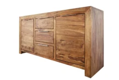 Massivholz Sideboard PURE 135cm braun Sheesham stone finish Kommode mit Schubladen