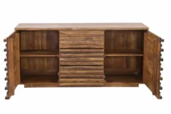 Massivholz Sideboard RELIEF 160cm braun Sheesham stone finish Kommode mit Schubladen