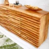 Massivholz Sideboard RELIEF 160cm Akazie Kommode mit Schubladen aufwändige Front