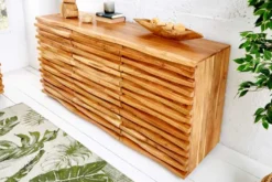 Massivholz Sideboard RELIEF 160cm Akazie Kommode mit Schubladen aufwändige Front