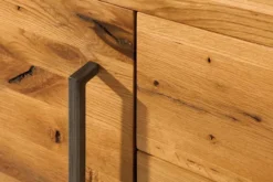 Massivholz Sideboard THOR 200cm mit Schubladen natur Wildeiche geölt Metall schwarz