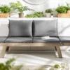 Massivholz Sitzbank MODULAR 155-190cm grau Akazie inkl. Kissen Gartenbank klappbar
