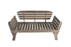 Massivholz Sitzbank MODULAR 155-190cm grau Akazie inkl. Kissen Gartenbank klappbar
