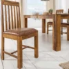 Massivholz Stuhl MAKASSAR braun Sheesham stone finish Esszimmerstuhl gepolstert