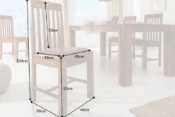 Massivholz Stuhl MAKASSAR braun Sheesham stone finish Esszimmerstuhl gepolstert