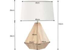 Massivholz Tischlampe DIAMOND 65cm Teak natur weiß modern handmade