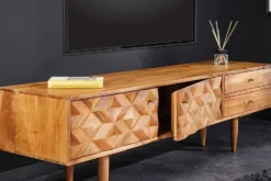 Massivholz TV-Lowboard ALPINE 145cm natur Akazie Retro Design honey finish
