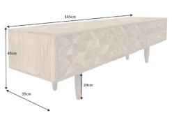 Massivholz TV-Lowboard ALPINE 145cm natur Akazie Retro Design honey finish