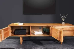 Massivholz TV-Lowboard ALPINE 145cm natur Akazie Retro Design honey finish