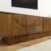 Massivholz TV-Lowboard ART DECO 200cm braun smoked Mangoholz 3D-Front