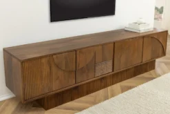 Massivholz TV-Lowboard ART DECO 200cm braun smoked Mangoholz 3D-Front