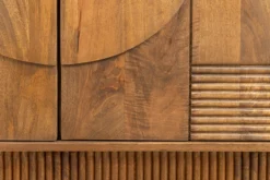 Massivholz TV-Lowboard ART DECO 200cm braun smoked Mangoholz 3D-Front