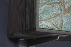 Massivholz TV Lowboard MOUNTAIN SOUL 160cm schwarz hängend echter Naturstein Akazie